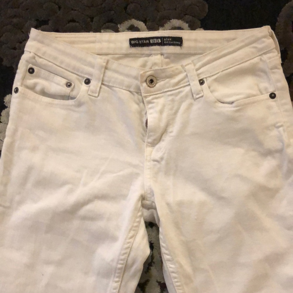 Big star white mid rise skinny jeans